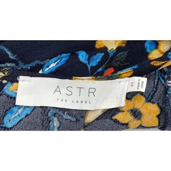 ASTR The Label Apron Front Long Sleeve Navy Mustard Floral Tie Wrap Dress Med - Picture 9 of 10